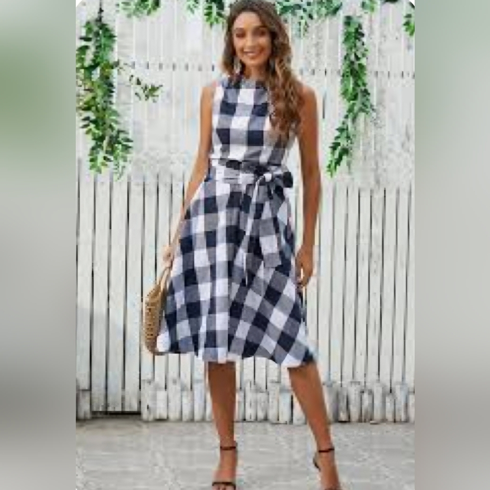 Ann Taylor Gingham Midi Dress XS